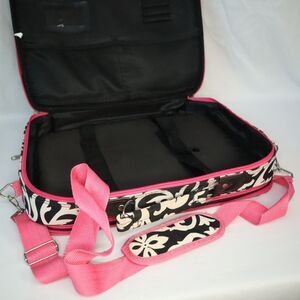 Damask Black & White with Pink Trim Laptop Tote Carrying Case 18"x13"x 3"